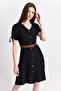 92810156 Bodrum 8 Button Short Sleeve Dress Black - 4