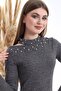 9361019 Jacquard Fabric One Shoulder Open Pearl Dress Black-Grey - 3