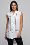7361737 Sleeveless Shirt with Interlaced Epaulettes Ecru - 2