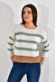 20026185 Knitwear Striped Blouse Ecru Green - 3