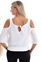 20333451 Ayrobin Off-The-Shoulder Elastic Waist Short Sleeve Blouse Ecru - 7