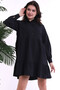 22224058 Terrycotton Shirt Collar Placketed Layered Long Sleeve Dress Black - 2