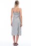 8301245 Linen Thick Striped Dress with Chest Tie Detail Black - 5