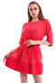 20050519 Chiffon Satin Garnished Batwing Sleeve Dress Coral - 3