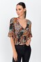 9363031 Crinkle Patterned Top with Ruffled Sleeves and Gathered Back Hardal-Vizon - 2