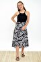 9313124 Dok. Viscose Patterned Tie-Waist Wrap Skirt Black-Cream - 2