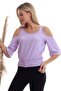 20333451 Ayrobin Off-The-Shoulder Elastic Waist Short Sleeve Blouse Lila - 6
