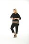 Women's Top and Bottom Set with Leopard Detail and Combed Cotton Fabric