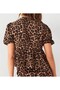 Women's Tie-Detail Short Sleeve Leopard Print Blouse - 4