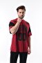 Burgundy Printed Cotton Oversize Men's T-Shirt 7035 - 4