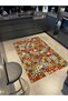 Amethyst Series Green Themed Multicolored Geometric Shape Detailed Woven Base Decorative Carpet Ametist16