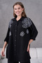 Women's Floral Print Embroidered Linen Oversized Shirt