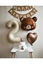 Bear Head Foiled Retro Cream Age Foil Balloon Kraft Happy Written Banner Birthday Party Set Ornament - 4
