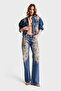Women's T.Kot Color 4S568 Shiny Stone Design Baggy Flare Fit Denim Jeans
