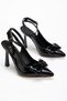 Rissoli Women's Black Patent Leather Bow Heeled Shoes - 3