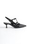 Women's Stiletto Open Back Buckle Detailed Low Heel Casual Shoes Luna Black - 3