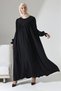 Hijab Dress Black Robadan V Gathered Cuff Elastic Oversize