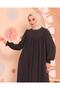 Robadan V Gathered Cuff Elastic Oversize V Roba Dress Anthracite Gray - 6