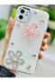 iPhone 11 Compatible Epoxy 2 Flowers Design Flexible Silicone Case with Toy - 4