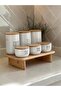 3-Piece Bamboo Lid Wooden Stand Tea/Coffee/Sugar and 3-Piece Bamboo Lid Salt/Pepper/Spice Set - 3