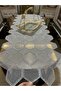 New Luxury Runner Living Room Coffee Table Table Cover Set French Laced Dowry Set GRAY 5 Pieces - 2