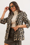 Women's khaki leopard print blazer with flap pockets and lining ckt-19000403 - 4