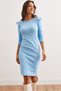 Women's Baby Blue Button Ruffle Detail Mini Lycra Dress Elb- 19002297