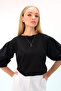 Black Wide Collar Poplin Watermelon Sleeve Two Thread Blouse Alc-X13483 - 3