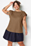 Camel Crew Neck Basic 100% Cotton Knitted Plus Size Blouse Tbbss23Af00053