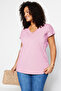 Pembe Relaxed V Yaka Yırtmaçlı %100 Pamuk Örme T-Shirt TBBSS22BF0036 - 2