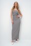 Women's Gray Wrapped Fabric Side Gathered Summer Strapless Dress Alc-X13413 - 3