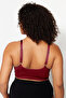 Bordo Askılı Seamless/Dikişsiz Balensiz Kapsız Esnek Bralette Örme Büyük Beden Sütyen TBBSS23CW00001 - 8