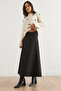 Women's Black Maxi Flared Puff Scuba Skirt Etk- 19000296 - 6