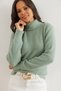 Women's Water Green Turtleneck Soft Textured Bearded Knitwear Sweater Kzk- 19000861