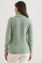 Women's Water Green Turtleneck Soft Textured Bearded Knitwear Sweater Kzk- 19000861 - 7