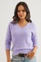 Women's Lilac V-Neck Soft Textured Beard Knitwear Sweater Kzk-19000860 - 2