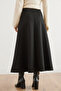 Women's Black Maxi Flared Puff Scuba Skirt Etk- 19000296 - 7