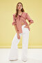 Brick Red Gingham Crinkled Peter Pan Collar Woven Shirt TWOSS25GO00064 - 2