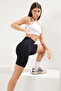 Siyah Seamless/Dikişsiz Push Up Örme Spor Şort/Kısa Tayt THMSS25TY00013 - 4