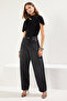 Black Cut Out/Window Detail Draped Glittery Knitted Blouse TPRSS25BZ00012 - 2