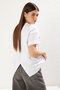 White 100% Single Jersey Oversize/Wide Cut Asymmetrical Back Detail Knitted T-Shirt Twoss25Ts00040