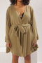 Haki Kolu Fırfırlı Volanlı Viskon Plaj Giyim Dokuma Büyük Beden Kimono&Kaftan TBBSS23DE00001 - 4