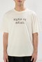 Ecru Oversized /Wide Cut Crew Neck Letter Embroidered Short Sleeve T-Shirt Tmnss25Ts00023 - 4
