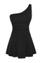 Black One-Shoulder Covered Shorts Skirt Basic Swimsuit Tbess25Ma00061 - 6