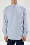 Mavi Oversize Çizgili Gofre Esnek Rahat Kumaş Örme Gömlek TMNSS25GO00024 - 5