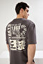 Anthracite Oversize/Wide Cut Far East Printed 100% Cotton T-Shirt Tmnss23Ts00170 - 3