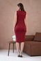 Women's Burgundy Diver Fabric Piping Design Sleeveless Midi Pencil Dress 2387 - 4