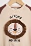 Brown Color Boy's Double Suit with Lion Figure and Text Printed - 2