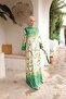 Women's Hijab Patterned Belted Long Viscose Dress - 5