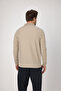 Lewin Men's Beige 100% Cotton Waffle Non-Shrink Stretch Fabric Slim Fit Long Sleeve Polo T-Shirt - 5